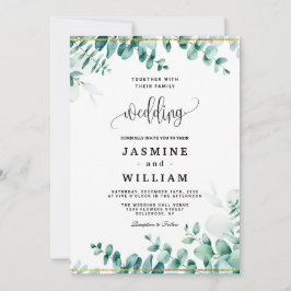 Greenery Eucalyptus Frameborder Bröllop Inbjudningar