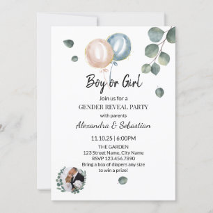 Greenery Eucalyptus Gender Reveal Call-inbjudan Inbjudningar