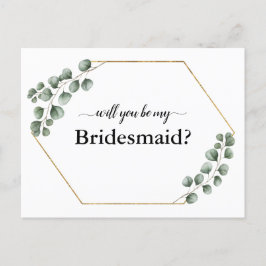 Greenery Eucalyptus Geometric Bridesmaid Card Helg Vykort