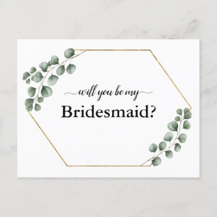 Greenery Eucalyptus Geometric Bridesmaid Card Helg Vykort