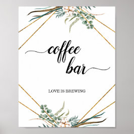 Greenery Eucalyptus Geometric Coffee Pub-tecken Poster