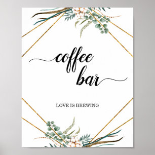 Greenery Eucalyptus Geometric Coffee Pub-tecken Poster