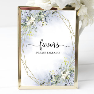 Greenery Eucalyptus Geometric Favors Sign Poster