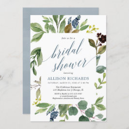 Greenery eucalyptus grönt löv dammblått möhippa inbjudningar