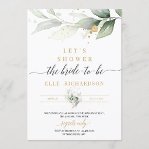 Greenery eucalyptus guld bride to be möhippa inbjudningar