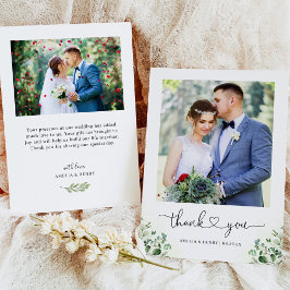 Greenery Eucalyptus Heart Script Bröllop Photo Tack Kort