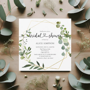 Greenery Eucalyptus Heart Script Möhippa Inbjudningar