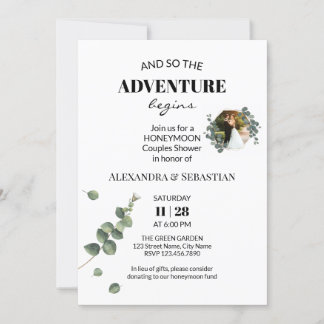 Greenery Eucalyptus Honeymoon Shower-inbjudan Inbjudningar