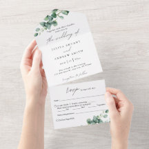Greenery Eucalyptus in white script bröllop