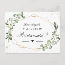 Greenery Eucalyptus kommer du bli min bridesmaid Inbjudan Vykort