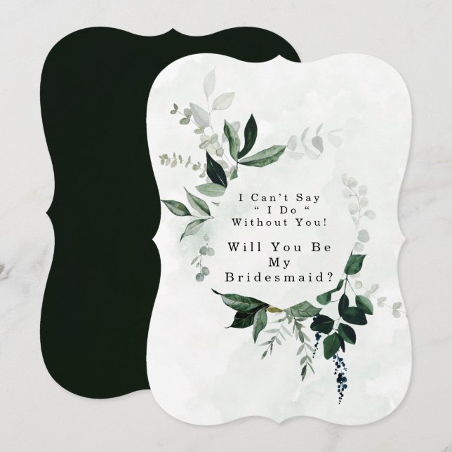Greenery Eucalyptus kommer du bli min bridesmaid Inbjudningar (Fram/baksida)