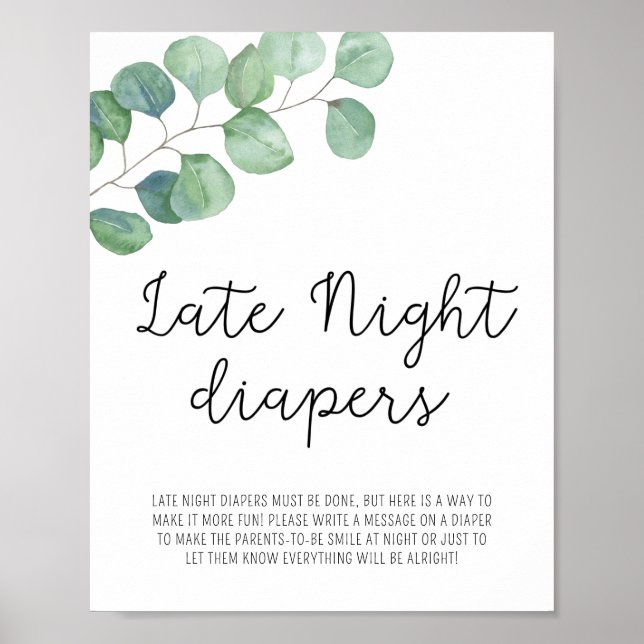 Greenery Eucalyptus - Late Night Diaper Poster (Framsidan)