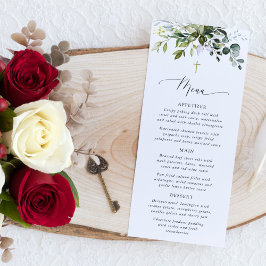 Greenery, Eucalyptus Leaves, Boho, Baptism Menu Meny