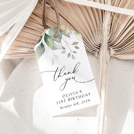 Greenery, Eucalyptus Leaves, Boho, Birthday Presentetikett