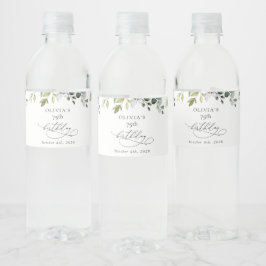 Greenery, Eucalyptus Leaves, Boho, Birthday Vattenflaskor Etikett