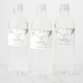 Greenery, Eucalyptus Leaves, Boho, Birthday Vattenflaskor Etikett