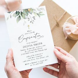 Greenery, Eucalyptus Leaves, Boho, Confirmation Inbjudningar
