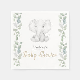 Greenery Eucalyptus Little Elephant Baby Shower Pappersservett
