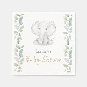 Greenery Eucalyptus Little Elephant Baby Shower Pappersservett