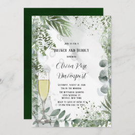 Greenery Eucalyptus Löv Brunch och Bubly Inbjudningar