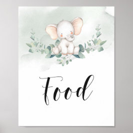 Greenery eucalyptus löv elephant food sign poster