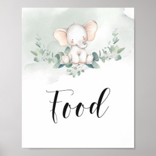 Greenery eucalyptus löv elephant food sign poster