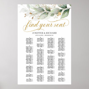 Greenery Eucalyptus löv guld boho-sätesdiagram Poster
