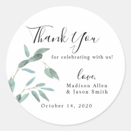 Greenery Eucalyptus Löv Simple Bröllop Tack Runt Klistermärke