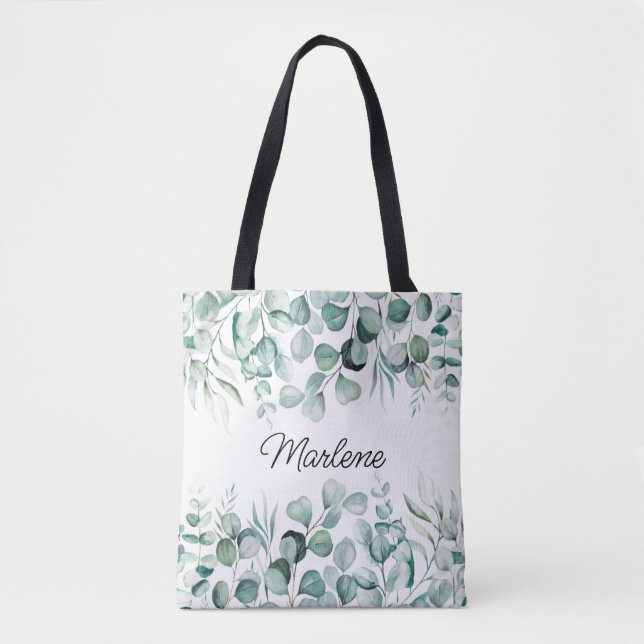 Greenery Eucalyptus Lövs Bridesmaid Tote Bag Tygkasse (Framsida)