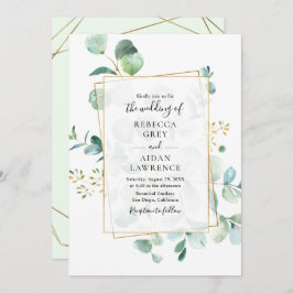 Greenery Eucalyptus med Geometric Ram Bröllop Inbjudningar