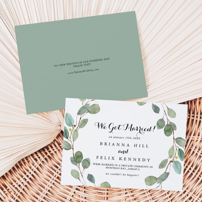 Greenery Eucalyptus Modern calligraphy Elopement Meddelande (Skapare uppladdad)
