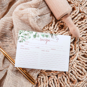 Greenery Eucalyptus Möhippa Recipe Cards
