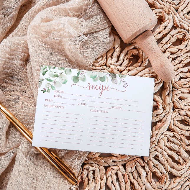 Greenery Eucalyptus Möhippa Recipe Cards (Skapare uppladdad)