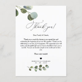 Greenery Eucalyptus Napkin Tackkort Card Meny