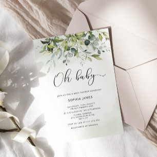 Greenery eucalyptus Oh baby babydusch Inbjudningar