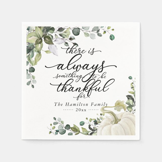 Greenery Eucalyptus Pumpkin Thanksgiving Dinner Pappersservett (Framsidan)