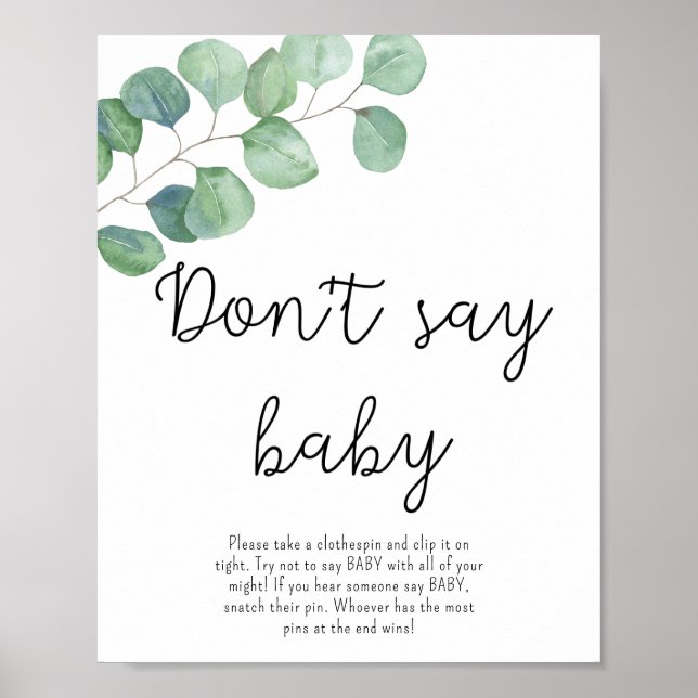 Greenery Eucalyptus - Säg inte att baby Poster (Framsidan)