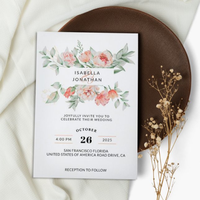 Greenery Eucalyptus Sage Grönt Fall Blommigt Bröll Inbjudningar (Skapare uppladdad)