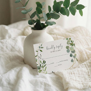 Greenery Eucalyptus Script Bröllop OSA Kort