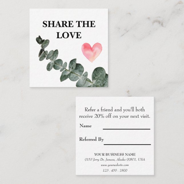 Greenery Eucalyptus Simple Business  Rabattkort (Fram/baksida)