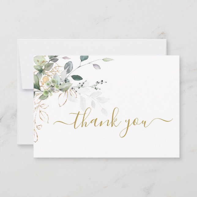 Greenery eucalyptus simple tackkort Card Anteckningskort (Framsida)