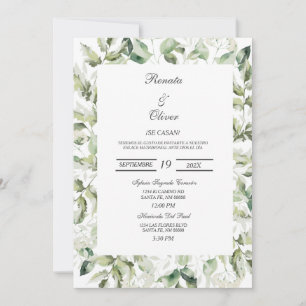 Greenery Eucalyptus Spanska bröllopsinbjudan Inbjudningar