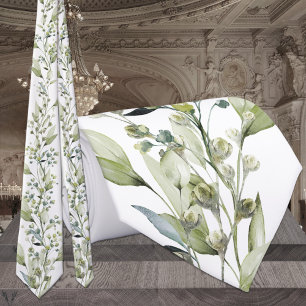 Greenery Eucalyptus Spray & Vines Bröllop Neck Tie Slips