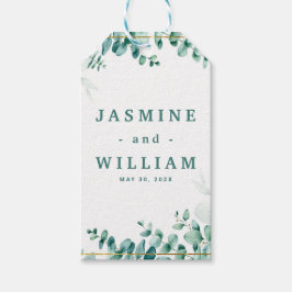 Greenery Eucalyptus Square Frameborder Bröllop Presentetikett