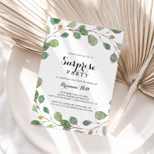 Greenery Eucalyptus Surprise Party Inbjudningar