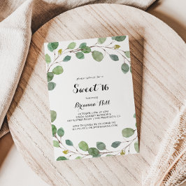 Greenery Eucalyptus Sweet 16 Födelsedagsfester Inbjudningar