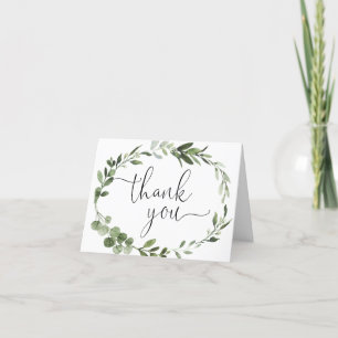 Greenery eucalyptus wandningspapper modernt skript tack kort