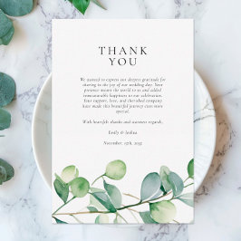 Greenery Eucalyptus Watercolor Bröllop Tack Kort