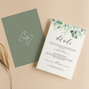 Greenery Eucalyptus Watercolor Details Elegant Tilläggskort
