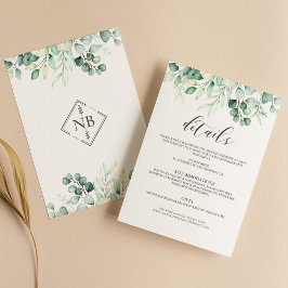Greenery Eucalyptus Watercolor Details Elegant Tilläggskort